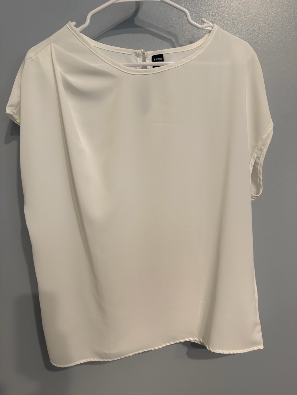 SHEIN Cream Short-Sleeve Round-Neck Blouse
